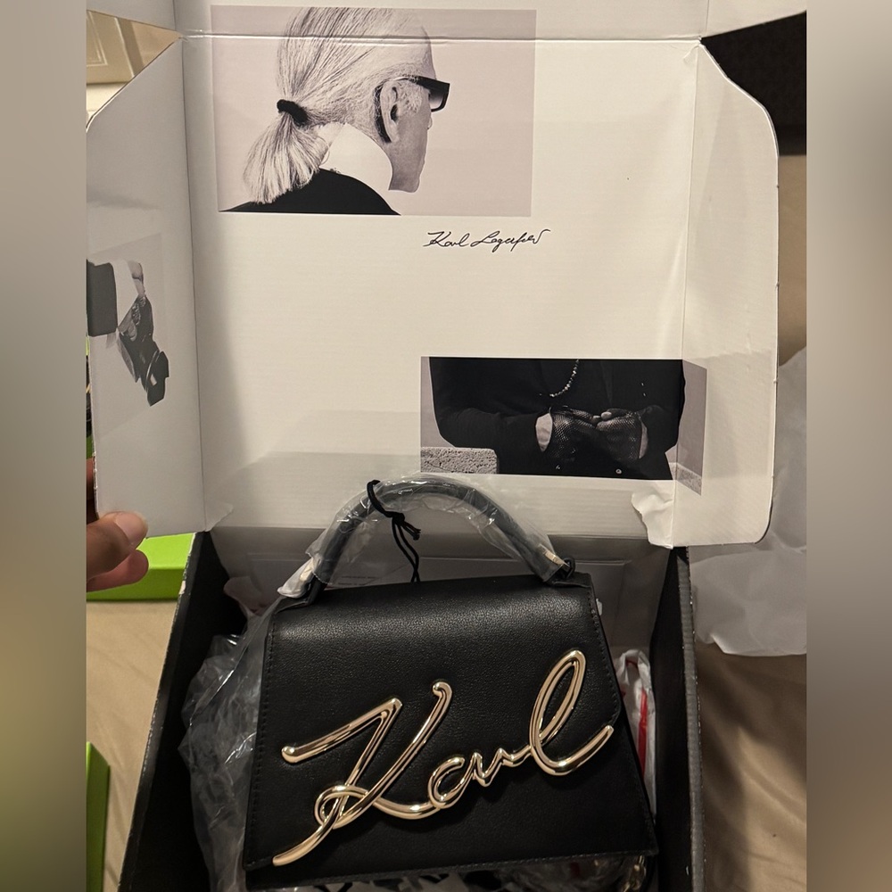 Authentique original Karl Lagerfeld Black Mini Bag Sleek Design